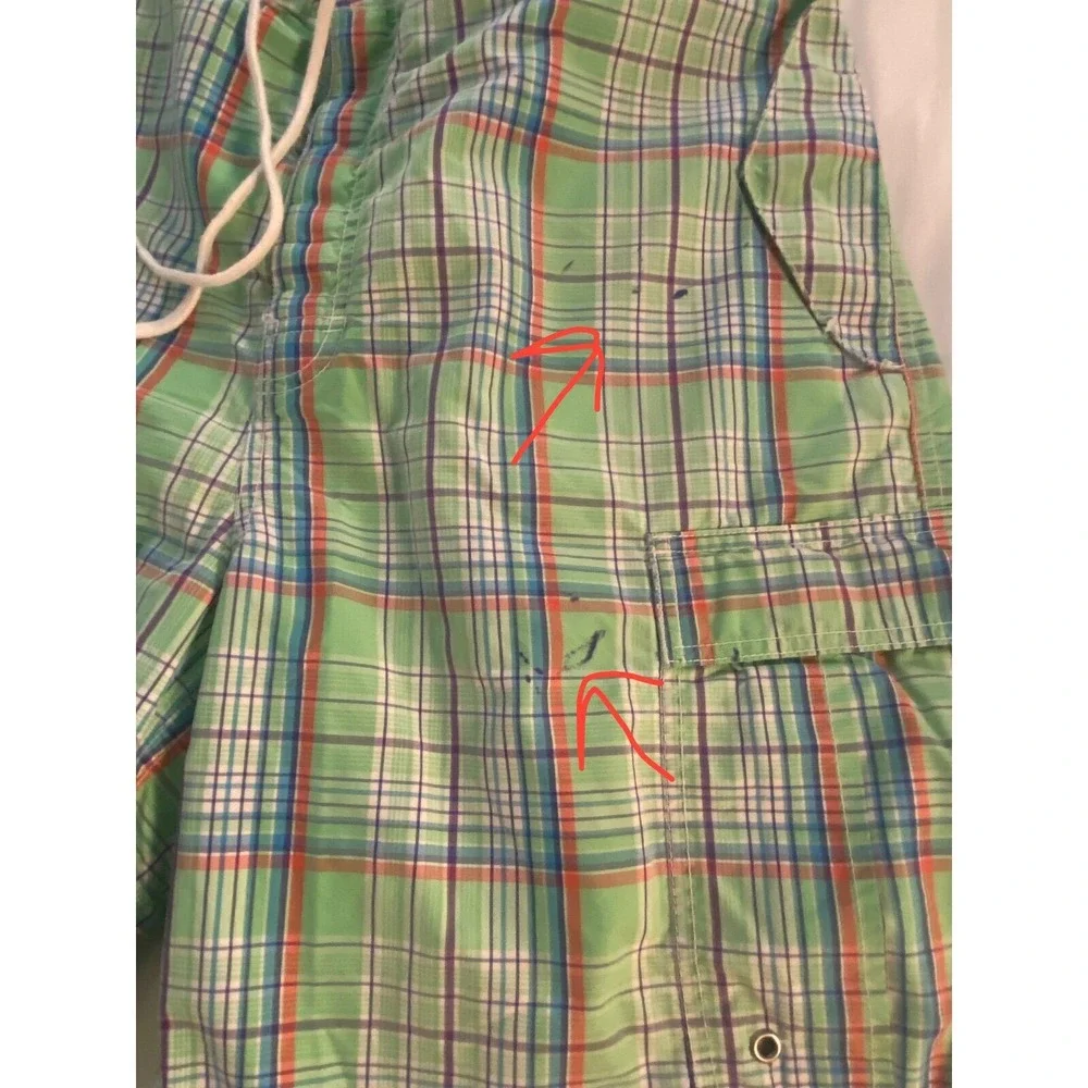 Polo Ralph Lauren‎ Plaid Swim Trunks Cargo Pockets Drawstring Beachy Waist 36